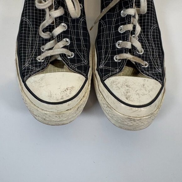 Converse Chuck Taylor Shoes Mens Size 11.5 Quad Ripstop High Top Black Beige - Picture 7 of 8